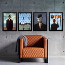 Ver imagem 1 de Kit 4 Quadros Obras Renne Magritte 33x24cm:madeira Branca