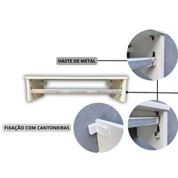 Cabideiro Suspenso, em Mdf Branco 15mm,com Haste de Metal. - 4