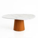 Ver imagem 1 de Mesa de Jantar Cone Orgânica 120x80 Cm Mármore Branco Extra e Base Freijó