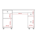 Ver imagem 3 de Mesa / Escrivaninha para Computador Mi com Rodízios Cor Branco / Cinamomo