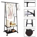 Ver imagem 3 de Rack de Roupas Arara Sapateira Cabideiro Closet Prateleira Guarda Roupa Movel Rodas Aberto Quarto At