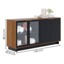 Ver imagem 3 de Balcao Aparador Buffet 4 Portas 160 Cm Vitoria Noce Milano Preto Colibri