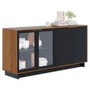 Ver imagem 1 de Balcao Aparador Buffet 4 Portas 160 Cm Vitoria Noce Milano Preto Colibri