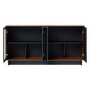 Ver imagem 7 de Balcao Aparador Buffet 4 Portas 160 Cm Vitoria Noce Milano Preto Colibri