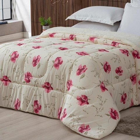 Coberdrom Sherpa-Percal 180 Fios Estampado Queen Gran Moratta 01 Peça - Floral Rose