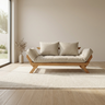 Sofá Japão Futon Bege em Madeira Maciça Cor Mel - 3