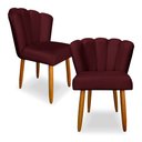 Ver imagem 1 de Kit 2 Cadeiras de Jantar Pétala Estofada Pés Palito Veludo Bordô - Montanaris Decor