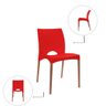 Cadeira de Plástico Pés Madeira Sala Jantar Cannes Vermelha - 4