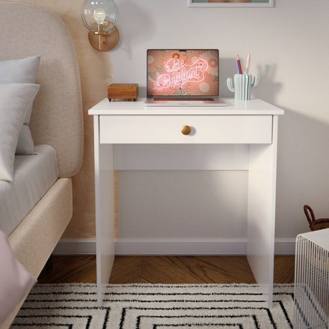 Escrivaninha Estilo Mesa para Computador ou Notebook com 1 Gaveta - Branco