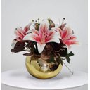 Ver imagem 1 de Arranjo de Flores Lírios Artificiais no Vaso Decorativo