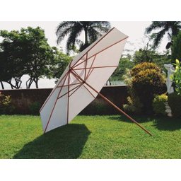 Ombrelone 3,00m de Diâmetro Branco de Madeira com Base para Piscina - 3