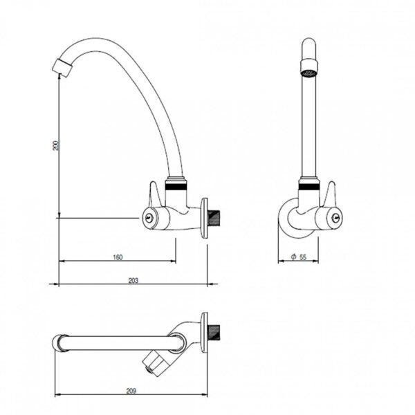 Torneira de Parede para Cozinha IHB 1/4V Japi - 2