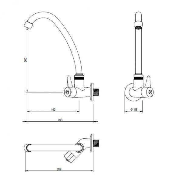 Torneira de Parede para Cozinha IHB 1/4V Japi - 2