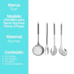Conjunto de Utensílios Colheres para Servir 5 Peças Aço Inox 32cm - Tuut - 3