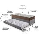 Ver imagem 4 de Bicama Box Solteiro Linho Cinza 88x188x28 Cm com Colchão Relax Adorabile Molas Ensacadas Ecoflex