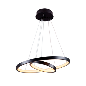Lustre Pendente Moderno 2 Anéis 20 e 40cm Arco Ring Led 29w 6500k:preto - Luz Branca Fria 6500k