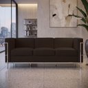 Ver imagem 2 de Sofá Le Corbusier 3 Lugares Couro Natural Linha Premium Clássico Sala Escritório Luxo Casa - Marrom