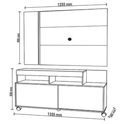 Rack Bancada com Painel para TV até 55 Pol. 135cm Zurique B03 Carvalho Nobre/Off White - Mpozenato - 4 Rack Bancada com Painel para TV até 55 Pol. 135cm Zurique B03 Carvalho Nobre/Off White - Mpozenato - 4