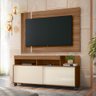 Rack Bancada com Painel para TV até 55 Pol. 135cm Zurique B03 Carvalho Nobre/Off White - Mpozenato - 2