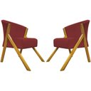 Ver imagem 1 de Kit 2 Poltronas Decorativa You Suede Braça Amadeirada - Vermelho Suede