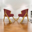 Ver imagem 2 de Kit 2 Poltronas Decorativa You Suede Braça Amadeirada - Vermelho Suede