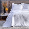 Cobre Leito Colcha Casal Padrão 3 Peças Percal 200 Fios Cama Padrão Queen Size Matelado Branco - 1