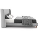 Ver mais imagens de Cabeceira Casal Nilo 195cm com Cama Pés Madeira Suném P05 Veludo Cinza - Lyam Decor