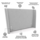 Ver imagem 4 de Cabeceira Casal Nilo 195cm com Cama Pés Madeira Suném P05 Veludo Cinza - Lyam Decor