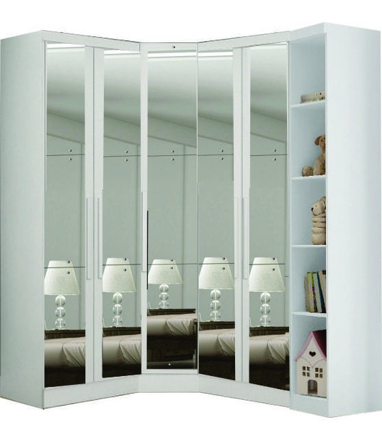 Modulado Closet Completo Espelhado 5 Portas 6 Gavetas - Rizon-Branco - Móveis Novo Horizonte - 2