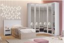 Ver imagem 1 de Modulado Closet Completo Espelhado 5 Portas 6 Gavetas - Rizon-Branco - Móveis Novo Horizonte