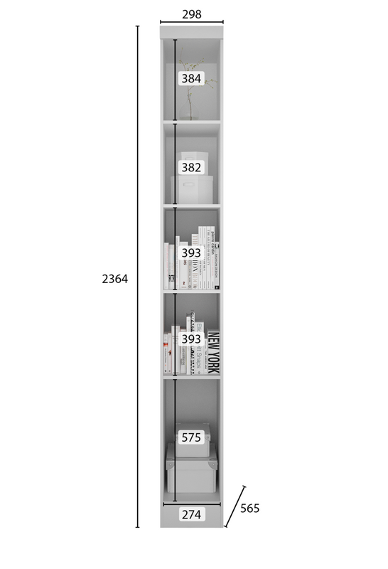 Modulado Closet Completo Espelhado 5 Portas 6 Gavetas - Rizon-Branco - Móveis Novo Horizonte - 5