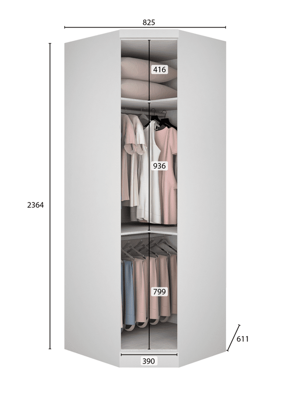 Modulado Closet Completo Espelhado 5 Portas 6 Gavetas - Rizon-Branco - Móveis Novo Horizonte - 4