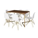 Ver imagem 6 de Mesa Jantar Industrial Retangular 137X90Cm Amêndoa Base V C/6 Cadeiras Brancas Base D Cor: Amendoa