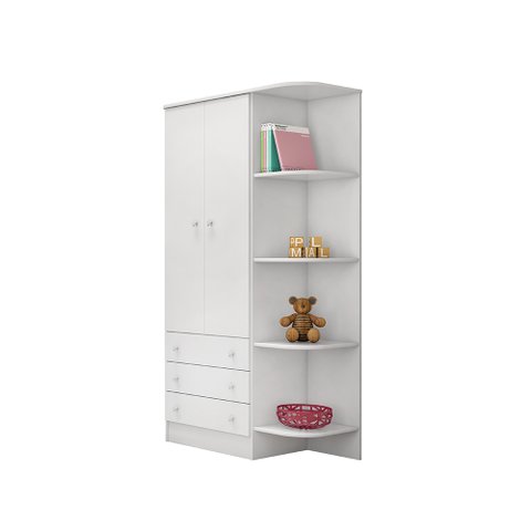 Guarda Roupa Doce Sonho Branco com Cantoneira Qmovi