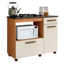 Ver imagem 1 de Balcão para Cooktop 4 Bocas e Forno 2 Portas 1 Gaveta Violeta Kaiki Móveis Nature/off White