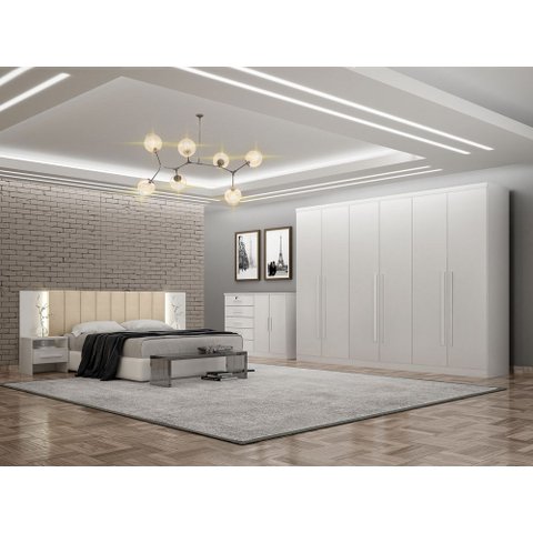Guarda Roupa Casal Royal 6 Gavetas Nh Rei de Casa Neve