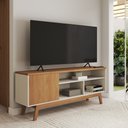 Ver imagem 1 de Rack para Tv até 50 Polegadas Trento 1 Porta Off White/nature - Panorama Móveis