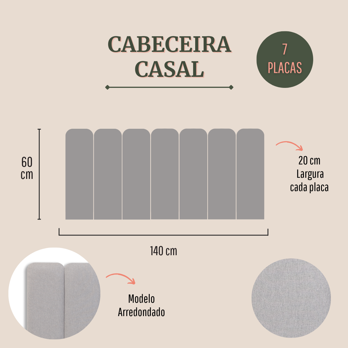 Cabeceira Casal 140x60 Cama Box Modulada Arredondada Linho Gelo - 2