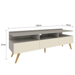 Rack Retrô Paris com 3 Portas e 3 Nichos - Cinza/Champagne - 4