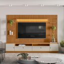 Ver imagem 1 de Estante Home Ripado 268cm Aloha para TV até 75 Nature/Off WHite G77 - Gran Belo