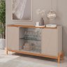 Aparador Buffet com Vidro 2 Portas Roma Off White Cedro - 4