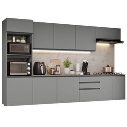 Armário de Cozinha Completa Suspenso 320cm Cinza Nice Madesa 07 - 3