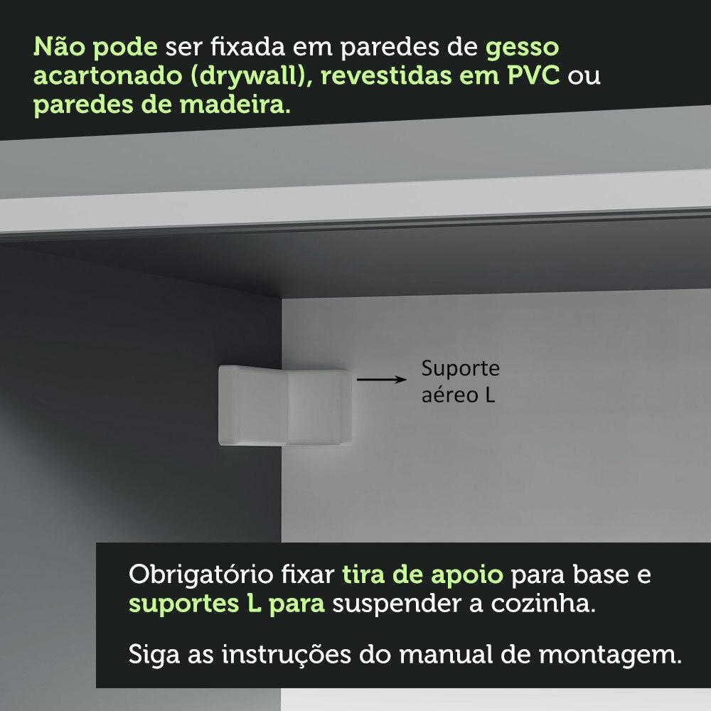 Armário de Cozinha Completa Suspenso 320cm Cinza Nice Madesa 07 - 10