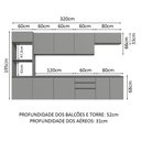 Ver imagem 4 de Armário de Cozinha Completa Suspenso 320cm Cinza Nice Madesa 07