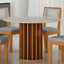 Ver imagem 3 de Mesa de Jantar Flora 108x108 com Vidro Base Ripado Cinamomo Off-white com Kit 4 Cadeiras para Mesa D