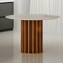 Ver imagem 4 de Mesa de Jantar Flora 108x108 com Vidro Base Ripado Cinamomo Off-white com Kit 4 Cadeiras para Mesa D