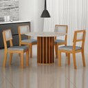 Ver imagem 2 de Mesa de Jantar Flora 108x108 com Vidro Base Ripado Cinamomo Off-white com Kit 4 Cadeiras para Mesa D