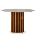 Ver imagem 5 de Mesa de Jantar Flora 108x108 com Vidro Base Ripado Cinamomo Off-white com Kit 4 Cadeiras para Mesa D