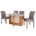 Ver imagem 1 de Conjunto de Mesa de Jantar Tampo de Vidro Off White Louise 1,30 com e 4 Cadeiras Juliana Cinamomo/