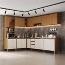 Ver imagem 1 de Cozinha Completa Venaly 19 Portas 2 Gavetas com Vidro Cinamomo/Off White - Henn
